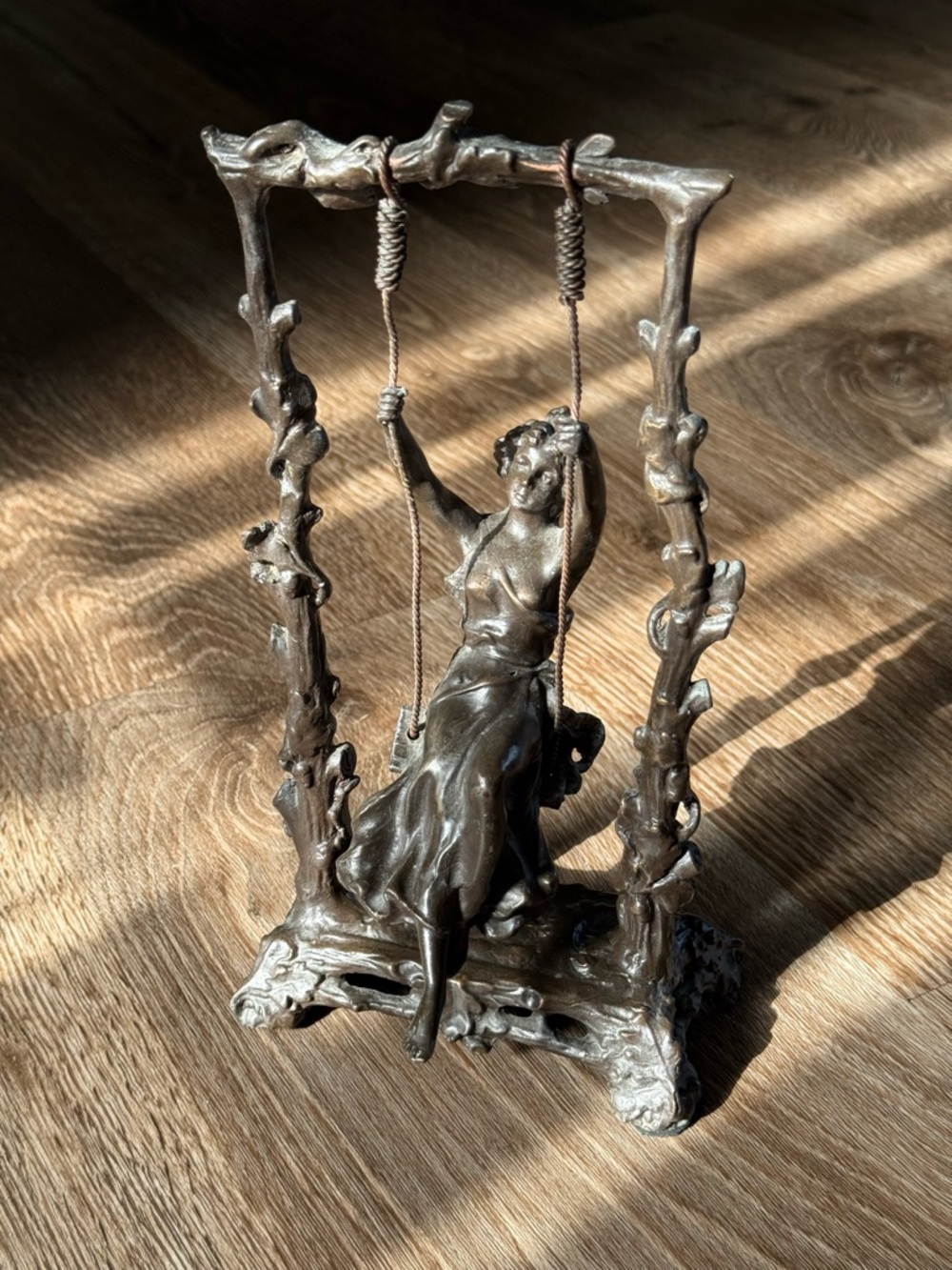 Decorative Bronze Girl on Swing" sculpture Figurine Bronze  excellent condition